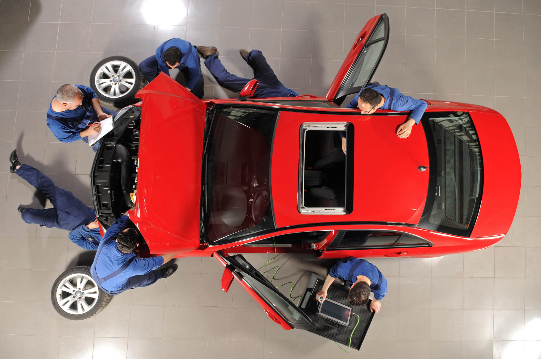 Car maintenance by multiple technicians